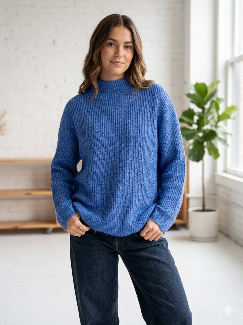 Loft Oversized cozy Cobalt blue sweater XL